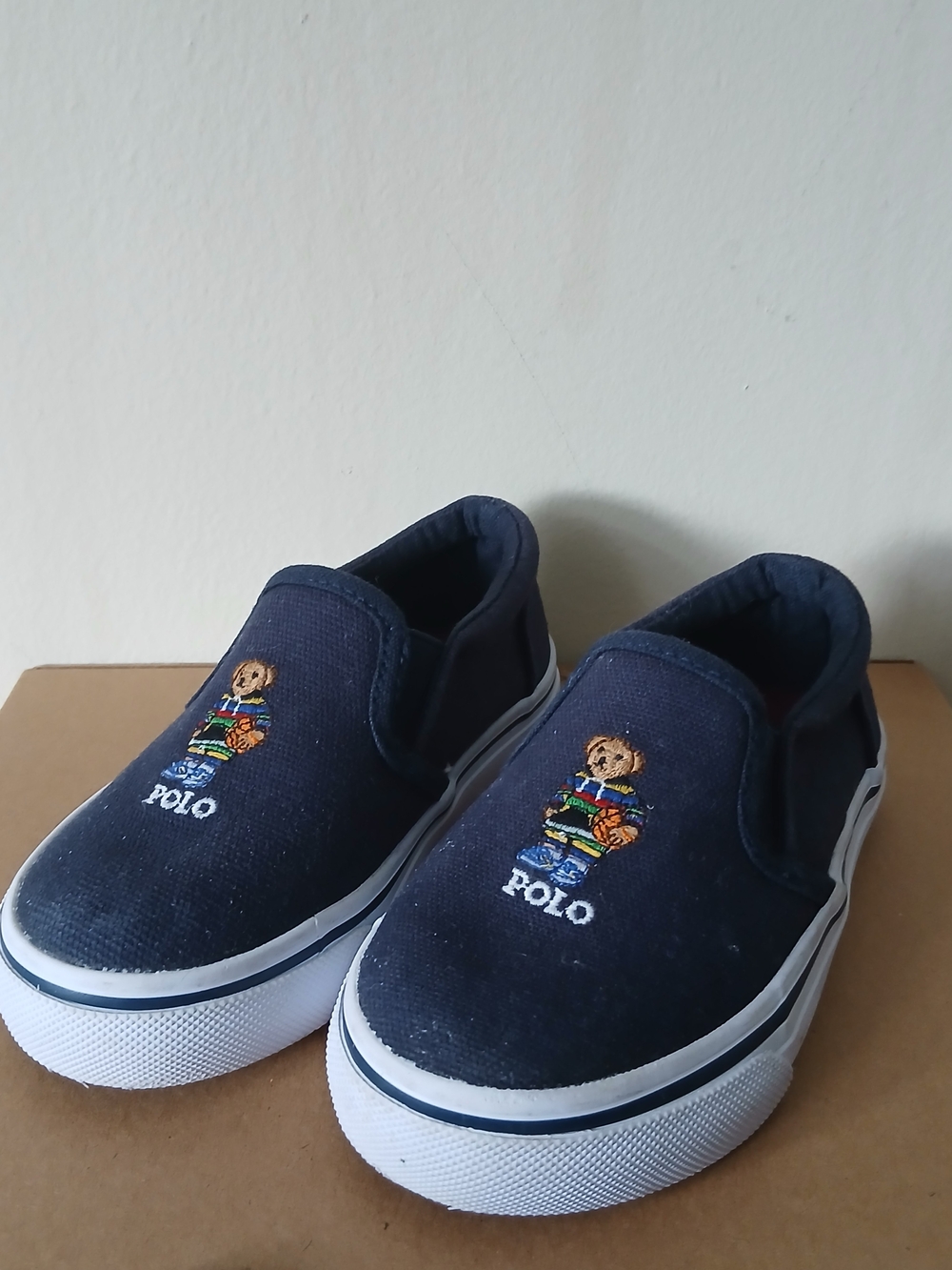 Polo by Ralph Lauren Kids Navy Slip-On Sneakers with Bear Embroidery